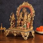 Brass Ram Darbar Stonework Set | 16" x 11.5" x 7.5" (40.6 x 29.2 x 19 cm) | 14.94 kg Complete Divine Family | Premium Temple Grade Murti